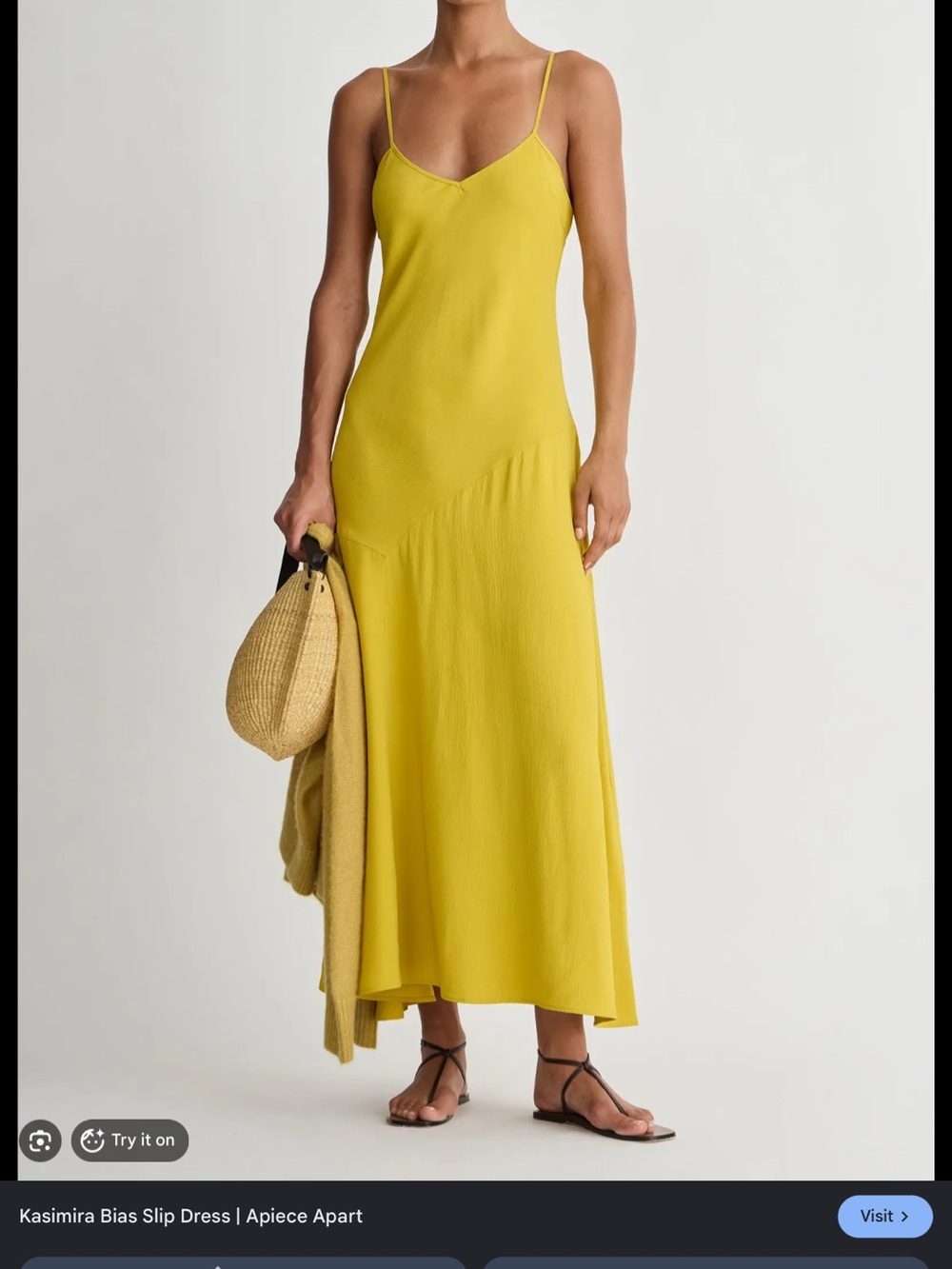 Apiece Apart Kasimira Slip Maxi Dress in Lemon Yellow